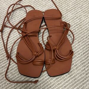 Zara Tan Strappy Sandals